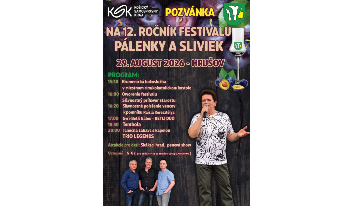 12.ROČNÍK FESTIVALU PÁLENKY A SLIVIEK V HRUŠOVE